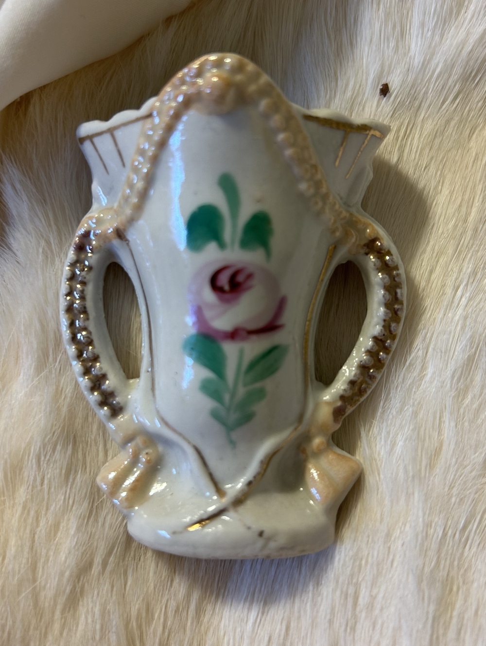 Vintage Miniature Japan Floral Vase With Hand Painted Flower